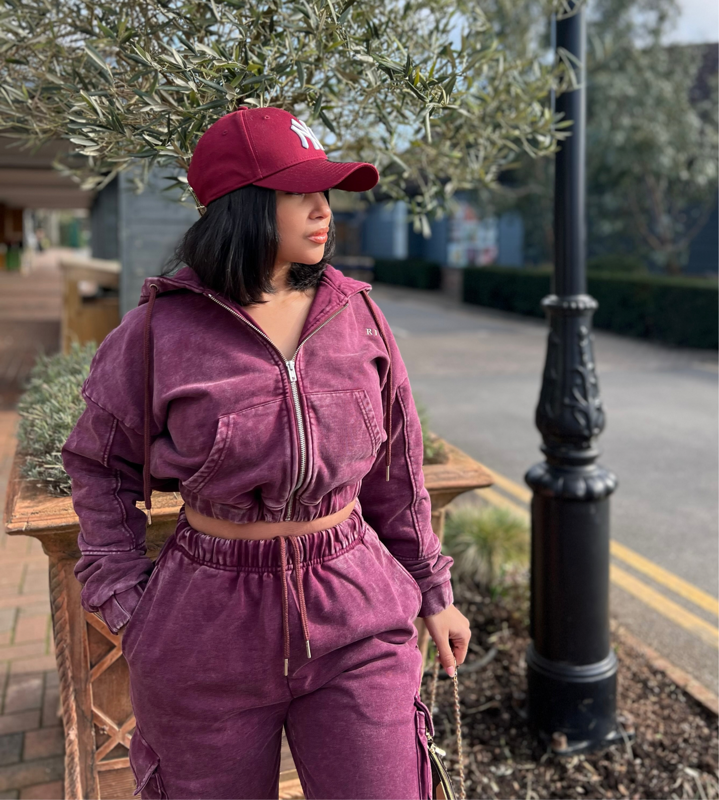 Burgundy Rose~Vintage Wash Hoodie & Jogger Set