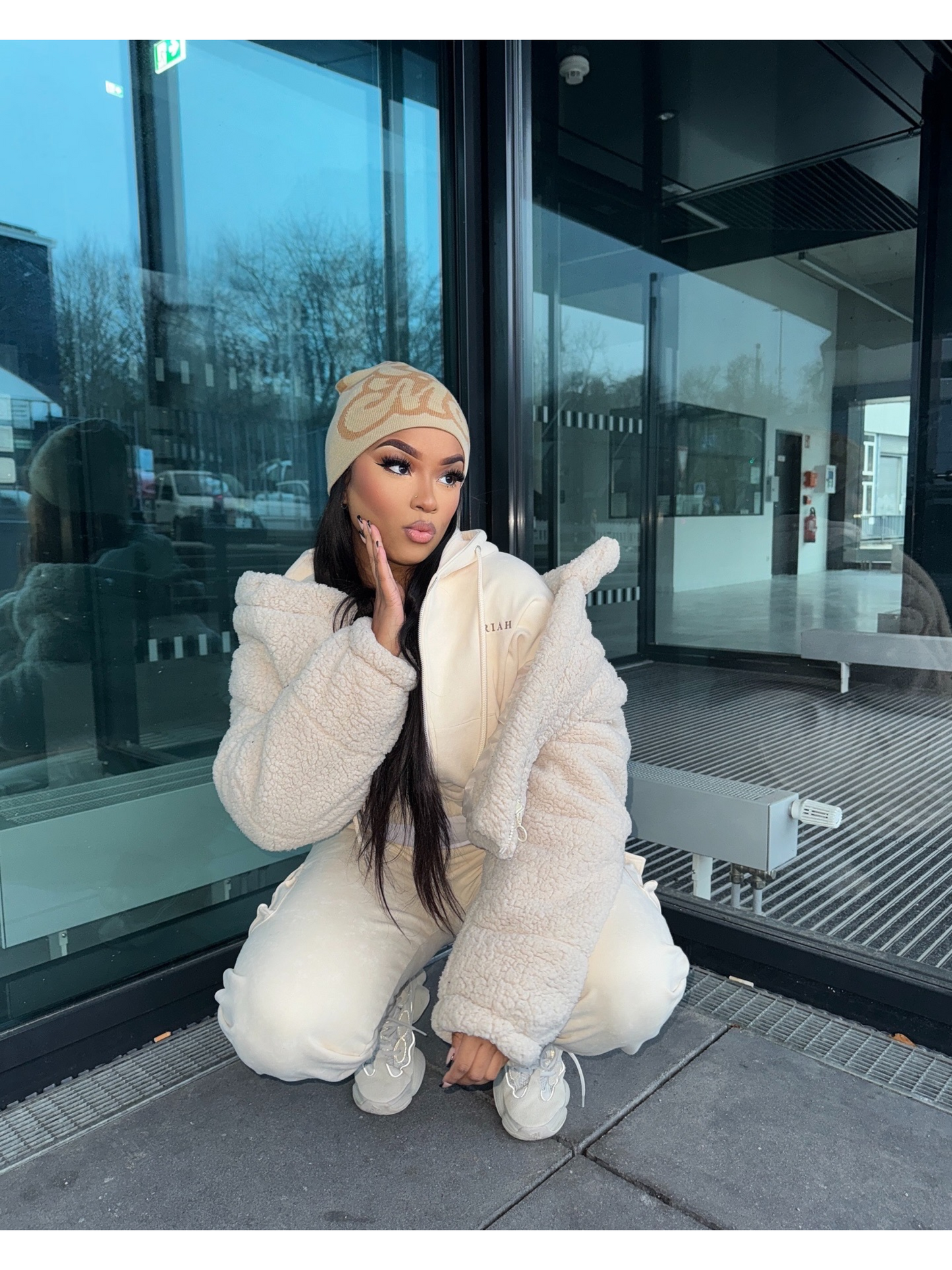 Ivory Cream ~ Mineral Wash Hoodie & Jogger Set