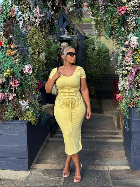 Carina Midi Dress ~ Buttercream Yellow