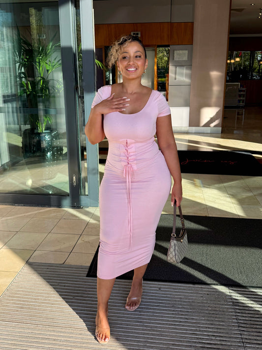 Carina Midi Dress ~ Pink