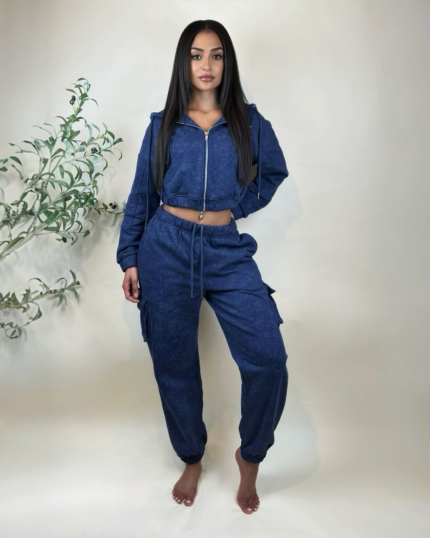 Egyptian Blue ~ Mineral Wash Hoodie & Jogger Set