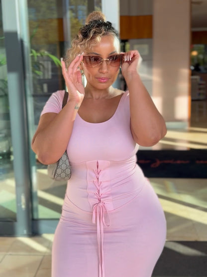 Carina Midi Dress ~ Pink
